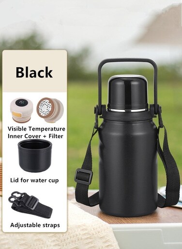 1000ml Water Bottle 316 Stainless Steel Travel Coffee Cup Water Cup Tea Cup Vacuum Insulated Bottle Car Cup Vacuum Cup Leakproof Insulated Cup Water Bottle Thermos With Led Touch Screen Tempreture Display With Double Wall Vacuum Insulated Black