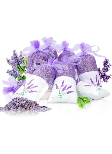 ChicAbode 8 Packs Lavender Sachets, Natural Lavender Dried Flower Bag, for Drawers and Closets Fresh Scents, Home Fragrance Sachet Sleep, Deodorizer Freshener