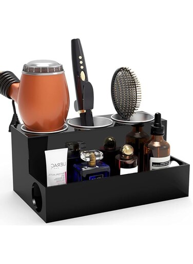 Aputue Hair Tools Organizer, Acrylic Hot Tools Organizer and Bathroom Accessories Storage, Bathroom Countertop Organizer for Blow Dryer Styling Tools Flat Irons Curling Irons Makeup