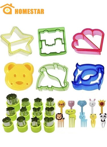 28 Pcs Sandwich Cutters for Kids with Cute Food Picks Set, Animal Cutouts for Cookies, Sandwiches, Vegetables, Fruit, and Bento Box Lunches, Mini and Reusable