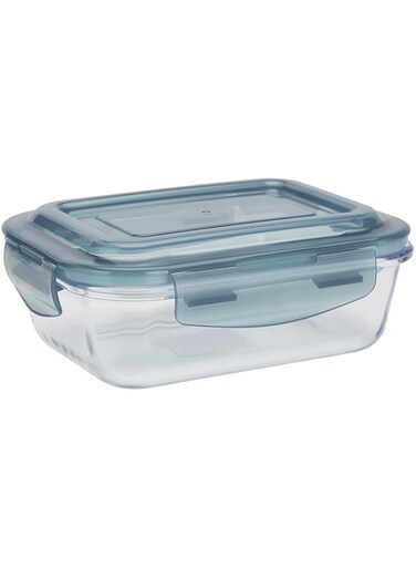 Royalford 600ml Glass Meal Prep Container   Reusable, Airtight Food Storage Tray with Snap Locking Lid   Microwavable, Freezer, Oven &amp; Dishwasher Safe  Use for Storage Food Container Bento Lunch Box