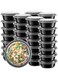 Blueberry 1000ml - Round Disposable Food Container - Black Base With Clear Lid (HOT &amp; COLD USE) 32 ounce (15)