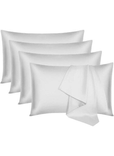 Linen Klub PACK of 4 Standard Pillowcases- Luxurious 100% Cotton 250TC Sateen with Elegant Solid Design, Size: 50 x 75 cm, Crisp White for a Touch of Sophistication in Your Bedroom