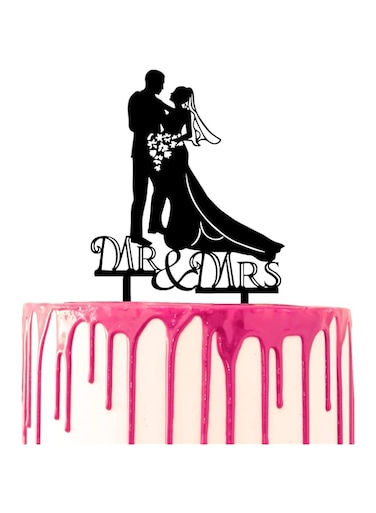 CARISPIBET Wedding cake topper Groom and bride with bride holding a flower bouquet "Mr &amp; Mrs" written underneath Marriage Cake decoration Topper Acrylic