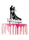CARISPIBET Wedding cake topper Groom and bride with bride holding a flower bouquet "Mr &amp; Mrs" written underneath Marriage Cake decoration Topper Acrylic