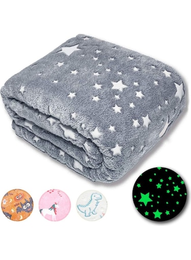 Glow in The Dark Throw Blanket Cotton Grey/White 127X152cm