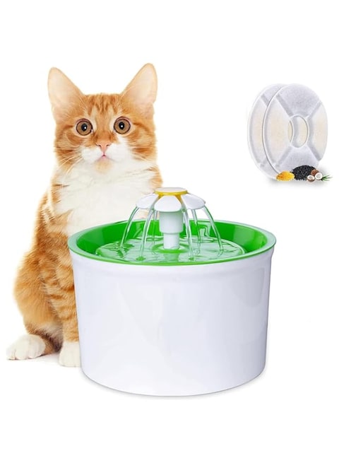 Mumoo Bear Cat Water Fountain Stainless Steel, 1.6L Cat Fountain with Water Level Window and LED Light for Water Shortage Alert, Cat and Dog Fountain with 1 Filters