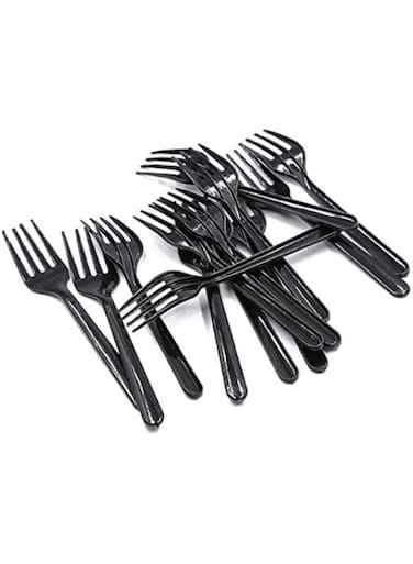 SNH Packing Plastic Disposable Fork 50-Pieces, Black
