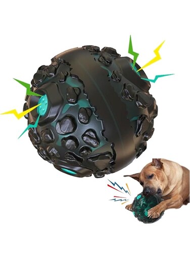 Dog Toy Ball for Aggressive Chewers, Dog Toy Ball, for Aggressive Chewers Durable Fetch Ball Dog with Squeaky Giggle Fun Elastic Non-Toxic Rubber Suitable for Large Medium Small Dogs, Lake Blue