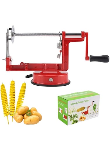 VAODO Spiral Potato Slicer, Stainless Steel Manual Potato Chips Slicer, Twisted Potatoes Cutter, Suction Base Heavy Duty Handheld, for Spiralizing Potatoes and Fruit Vegetables, Kitchen Gadget