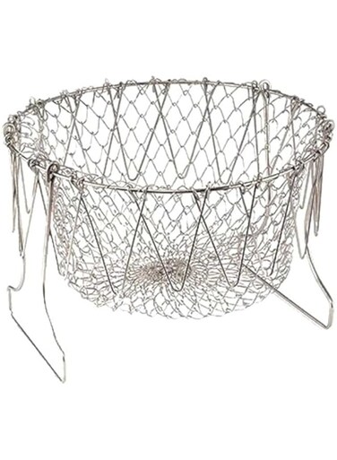 Dubai Gallery Foldable Steam Rinse Strainer Basket Silver