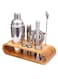 Bartender Cocktail Shaker Set With Stand Silver/Brown 1000ml