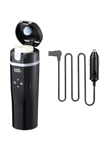 MAKINGTEC 24V/12V Travel Electric Kettle for Car/Truck, 480ml Car Heating Mug with Anti-Spill Lid, Leakproof, 304 Stainless Steel Liner Portable Coffee Tea Cup Up to 100℃ Variable Temp Control Thermos