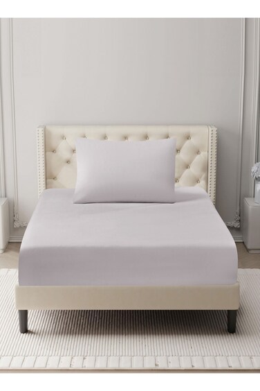 Bedding Fitted Sheet - Fits 120x200 Cm For Single Bed - 2 Pcs (1 Fitted Sheet and 1 Pillowcases) - 35 Cm Deep Pocket - Solid Bed Sheet