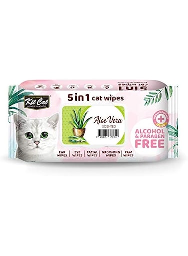 Kit Cat 5 In 1 Wipes Aloe Vera Scented, 80 Sheets