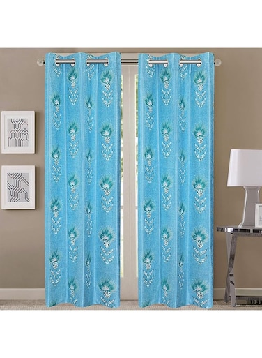 Home Candy Queenzliving Secret Linen Curtain, Door 7 Feet- Pack Of 2, Sky Blue