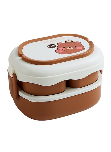 2500ml Bento Box with 3 Compartments and Hidden Handle for Students, Office Worker and Picnics