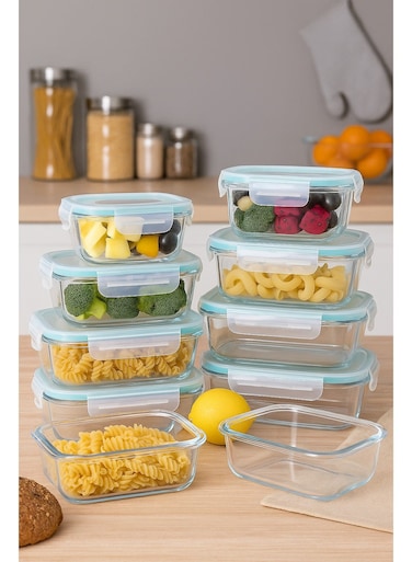 Home 8-Pack Glass Food Storage Containers with Lids &acirc;&euro;&ldquo; Airtight Meal Prep Containers &amp; Leak-Proof Glass Boxes with Locking Lids &acirc;&euro;&ldquo; Kitchen &amp; Fridge Organizer