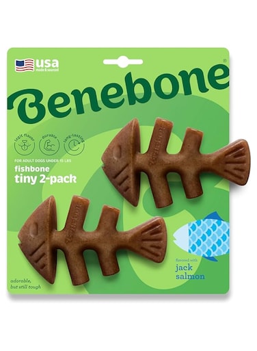 Benebone Dental Chew Fishbone Jack Salmon (Tiny) - 2 Pack, Dog Chew Toy