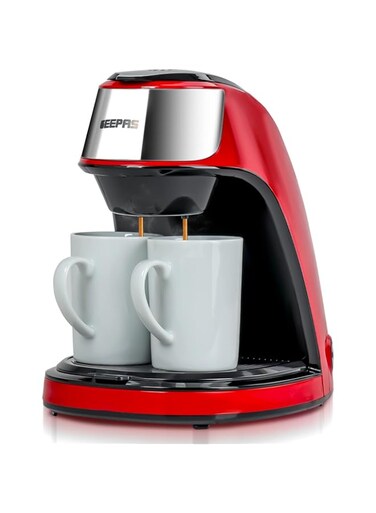 Geepas GCM41508 Espresso Machine Barista Electric Coffee Maker with Pump, 0.3 Liter Capacity, Red/Black