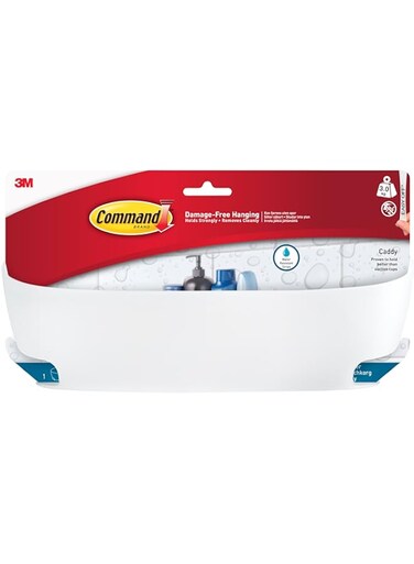 Command Bath Shower Caddy Clear Frosted Transparent color, 1 Caddy + 4 Strips/pack   support 3 kg   Water-Resistant Strips   Organize   Decoration   No Tools   Holds Strongly   Damage-Free Hanging
