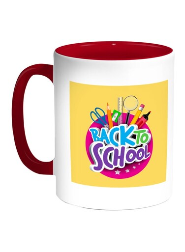 To School Printed Coffee Mug Red/White/Yellow