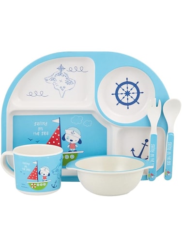 ZAD HOME Bamboo Fiber Plate, healthy Children Tableware Feeding, 5 Pieces Sets (ZH-214-M)