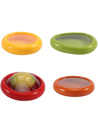 Faddare 4pcs Fruit and Vegetable Storage Containers for Fridge, Avocado Saver and Tomato Holder Reusable Storage Containers, Onion Fresh Stretch Pod, Reusable Food Storage Box(as shown)