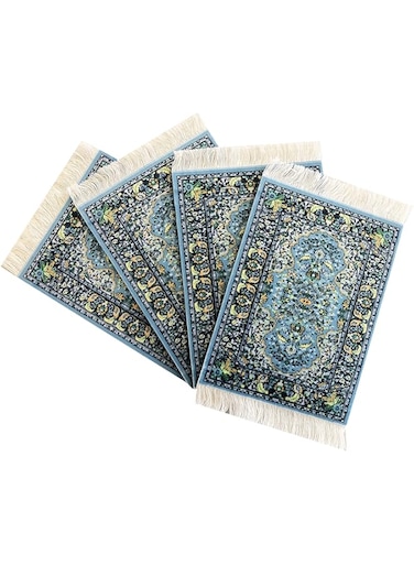 Inusitus Carpet Coasters, Set 4 Turkish Rug Style Table Drink mats, Absorbent Kitchen and Dining Accessories, Spill &amp; drip Protection