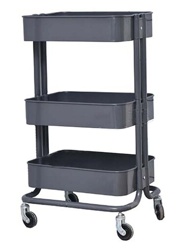Four Wheels 3 Tier Rolling Cart Dark Grey 79x45cm