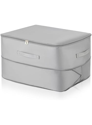 KyeeaDIY Clothes Storage Bags, Large Comforter Storage Bag Folding Organizer bag with Vent, Blanket Clothes Organization for Clothing, Comforters, Bed Sheets, Pillows and Toys (Gray, 52x42x30cm)