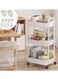 3-Tier Rolling Utility Cart with Wheels Detachable Utility Storage Cart Rack with Handle and Lockable Casters Multi-Functional Storage Trolley for Office Kitchen Bathroom (White 3-Tier)