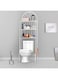 Over the Toilet Storage Shelf Toilet Shelving Unit Metal Bathroom Storage Rack Organizer 3 Tier White Space Saving for Bathroom Toilet Washing Machine 65x34x117cm