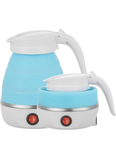 ELTERAZONE Travel Foldable Silicon Water Heater Jug Collapsible Mini Portable Electric Kettle (Blue)