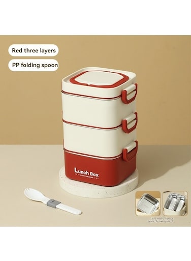 Microwaveable 3 Tier Thermal Lunch Box Portable Insulated Lunch Containers With Bag, Leakproof Stackable Stainless Steel Food Container For Adults Kids