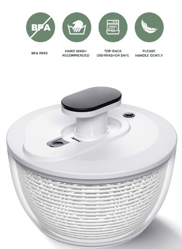 Spinner Large 6L, Manual Lettuce Spinner for Vegetable Prepping, One-Handed Pump Fruit Spinner, Quick Drying Salad Leaves with Bowl and Colander