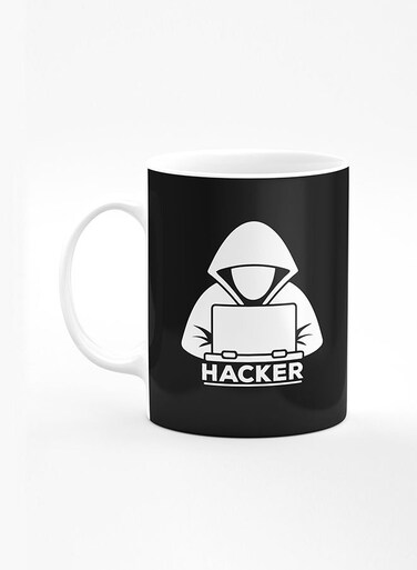 Designer Printed Coffee Mug with Heavy Duty Handle 11oz Ceramic Personalised Gift Mugs Cup [Microwave Safe &amp; Dishwasher Proof] - Hacker