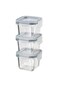 container with lid, square/glass, 180 ml