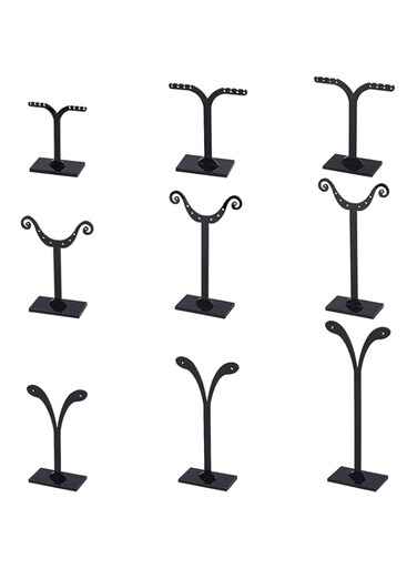 FINGERINSPIRE 9Pcs 3Styles Black Earring T Display Stand Plastic Jewelry Display Holder Tree Shape Earring Display T Stand Sets with Different Sizes for Photography Jewelry Props