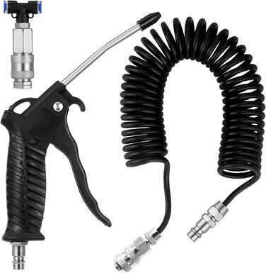 Fippy Truck Air Duster Gun With 5 Metre Recoil Hose Blow Dust Gun Heavy Duty Air Gun Cleaning Kit For Lorry Truck Car