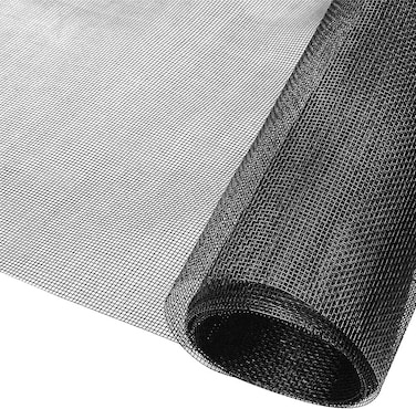 ACBAGI Window Screen Mesh Insect Mesh Screen Fly Mesh Roll Fly Mosquito Net Window Net Fly Screens Fiberglass Screen Mesh For Windows And Door (122X252cm, Black)