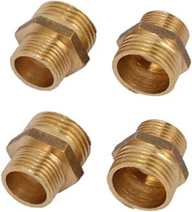 X-DREE EE 1/2Bspx3/8Bsp Male Thread Brass Hex Nipples Pipe Fittings Connectors 4Pcs