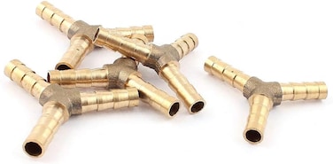 X-DREE 5Pcs 1/4" Brass Hose Barb Air Gas Y Shaped 3 Way Connector Fittings
