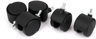 X-DREE M8 Threaded Stem 2 Inch Dia 360 Degree Rotatable Twin Wheel Office Chair Swivel Caster 5Pcs