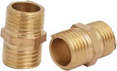 X-DREE 1/4Bsp Male Thread Brass Hex Nipple Air Connector Pipe Quick Fitting 2Pcs