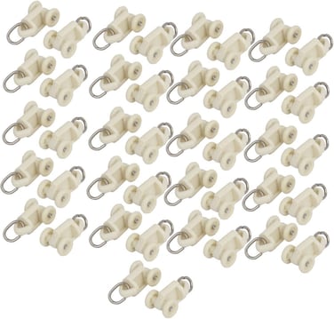 Aexit 10mm (Construction Hardware) Dia Twin Wheel Plastic Curtain Track Rail Slide Roller Glider Beige 50Pcs