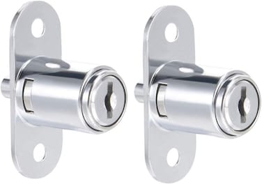 Sourcing Map 2Pcs Push Plunger Lock Drawer Lock 19 X 23mm For Sliding Door, Desk Wardrobe Furniture Cabinet Locker Showcase With Keys (Without Screws) Key