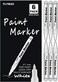 FLYMAX White Paint Pen, 6 Pack 0.7mm Acrylic Permanent Marker - Very Fine Point, Opaque Ink For Wood, Rock, Plastic, Leather, Glass, Stone, Metal, Canvas, Ceramic