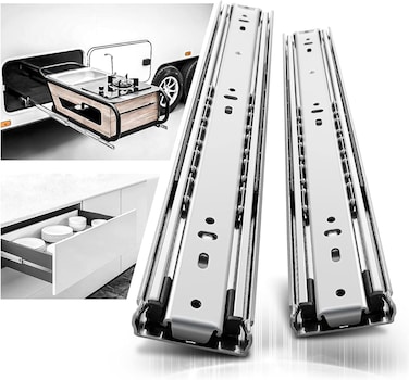 AOLISHENG 1 Pair Heavy Duty Drawer Slides 12 14 16 18 20 22 24 26 28 30 32 34 36 38 40 Inch 150 lb Load Capacity Side Mount Full Extension Ball Bearing Cabinet Rails Tool Box Runners Tracks Glides