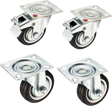X-DREE 4 Pack 3-Inch Rubber Caster Wheel, Top Plate, 2 Brake 2 Swivel, 110 lbs Load Capacity Each (612351D1-A222-11E9-8D7C-4Cedfbbbda4E)